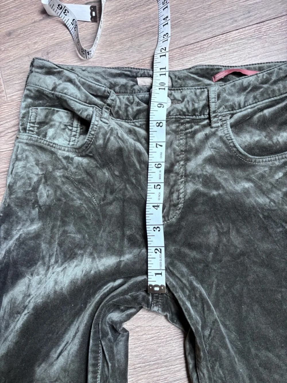 Pilcro Velvet Demi Lune Bootcut Pants Size 29 Green Gray Stretch Anthropologie - Picture 13 of 16